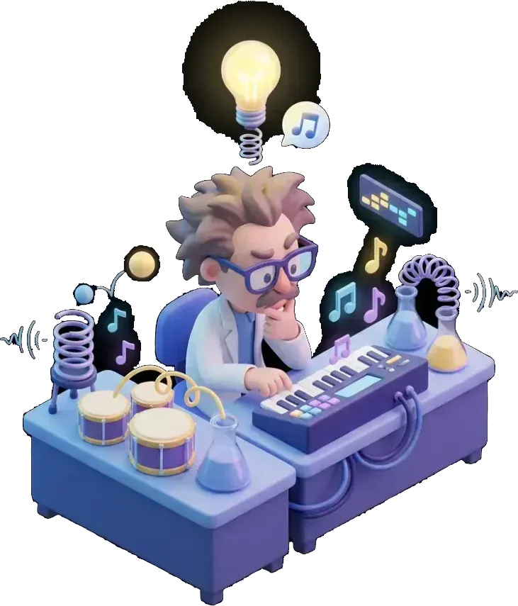A scientist studying rhythm at his desk